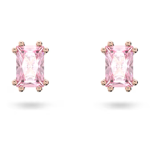 Pendientes de tuerca con corte de cojín rosa en tono oro rosa para mujeres elegantes OEM ODM Joyería de moda Proveedor de exportación al por mayor - Product Image 1
