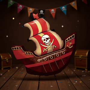 Ballon en forme de bateau pirate 85 cm, décoration de fête, ballon en mylar - Product Image 3