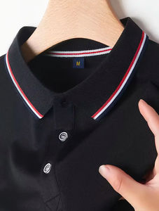 Polo de Golf a rayas de verano Premium para hombre, camisa informal de manga corta con solapa para verano, ropa de oficina al aire libre, Color sólido - Product Image 3