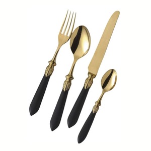 Juego de cubiertos de acero inoxidable con acabado recubierto de Color negro de 3 cubiertos para cocina, mesa, comedor, café, uso doméstico, mango de Metal - Product Image 3