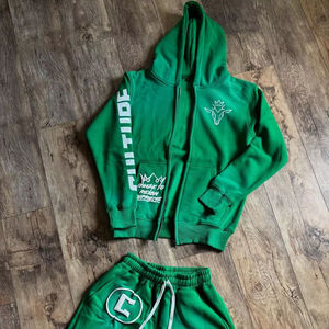 Latest Fashion Custom High Quality Vintage Sun Faded Puff Print <b>Shorts</b> & <b>Zip</b> Up Hoodie Jogger <b>Short</b> Set For <b>Men</b> Summer - Product Image 1