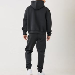 Survêtements à capuche Scooba noirs collés pour hommes, survêtements à poches kangourou, chauds et confortables, 2 pièces, hiver solide, respectueux de l'environnement - Product Image 2