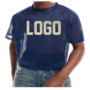 Venta al por mayor personalizado de los hombres de verano Casual Streetwear Loose Fit 100% de punto de algodón de malla camiseta transpirable impresa camiseta - Product Image 4