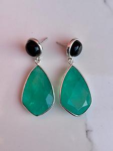 925 Sterling Silver Emerald With <b>Black</b> <b>Onyx</b> Handmade <b>Earring</b> Beautiful Women <b>Earring</b> . - Product Image 4