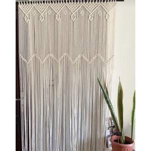 Bohemian Macrame <b>Wall</b> Decor Rattan Art Decor Style Hanging Curtain <b>Framed</b> Tassel Pattern for Living Room - Product Image 1