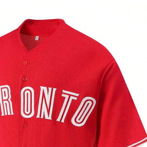 Maillot de baseball respirant entièrement personnalisable avec nom du joueur, sublimation intégrale, boutons, col en V, pour softball et sports, faible MOQ - Product Image 2