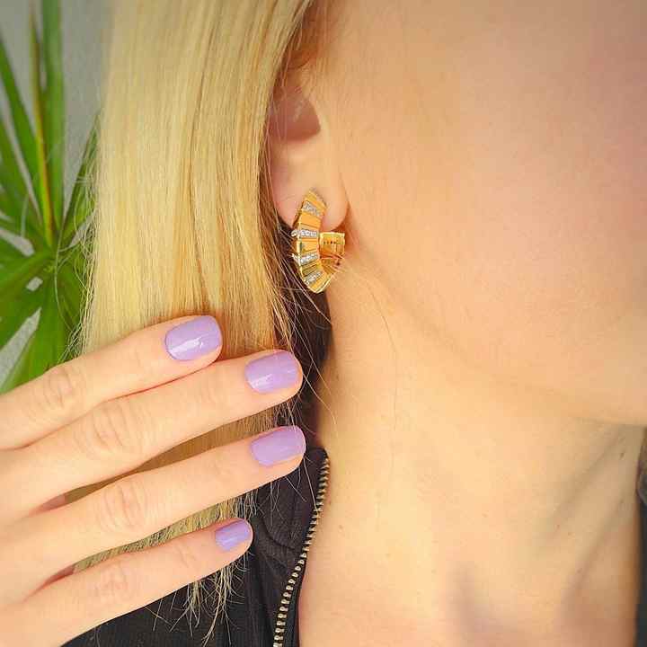 Brand Hoop Earrings with Prism Stone