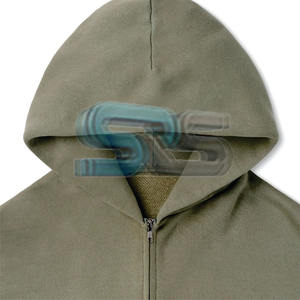 Hot Sale Oversized Cotton Blended <b>Hoodie</b> For <b>Men</b> Basics Zipper Up Streetwear <b>Plain</b> Dyed Custom Logo Wholesale - Product Image 3