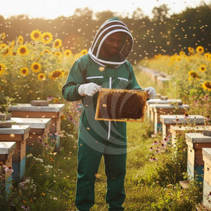 Traje de apicultura de cuerpo completo con velo desmontable y puños elásticos, traje de apicultura profesional con velo protector y cremallera frontal - Product Image 3