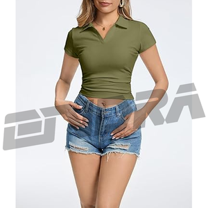 New Collection 2026 <b>Olive</b> <b>Green</b> Short Crop Women's Casual <b>T</b>-<b>shirt</b> Breathable Eco-friendly 100% Cotton Soft Fabric Stylish Modern - Product Image 3