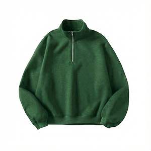Green Vintage Half Zip Sweatshirt Women Men Retro Style Quarter Zip <b>Pullover</b> Oversized Blend Cotton Fleece Mock Neck <b>Jumper</b> - Product Image 1