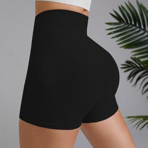 Vente chaude Short de yoga taille haute pour femmes Contrôle du ventre sans couture et pantalon de sport de levage des fesses de pêche avec motif à carreaux - Product Image 4