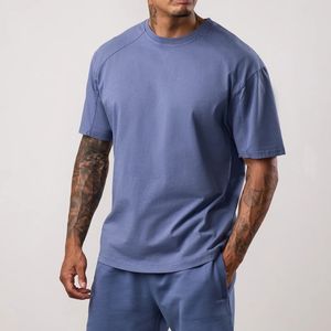 Camiseta de 100% algodón de gran tamaño personalizada, camisetas con hombros caídos, Camiseta holgada de lujo en blanco para hombre - Product Image 1