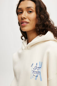 Diseño único Coconut Milk Drop Shoulder Sudadera con capucha gráfica de gran tamaño para mujer Sudaderas con capucha antiarrugas y transpirables Sudadera con cremallera para mujer - Product Image 2