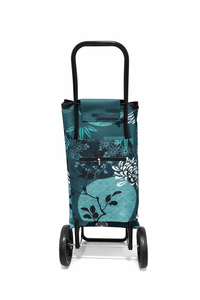 Tropical Toucan Print <b>Tools</b> Shopping Cart with 2 Wheels Portable Roll Container Green Textile Iron Steel Frame - Product Image 4