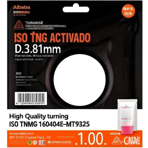 Inserto de Torneado de Alta Calidad ISO TNMG 160404E-MT9325 D.3.81mm MT-CVD con Recubrimiento, Paquete de 10 - Product Image 2