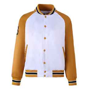 Chaqueta Bomber Varsity de Satén Blanca, al por Mayor, para Fraternidades Griegas, Ropa Urbana Unisex, Impermeable, Reversible, Transpirable - Product Image 1