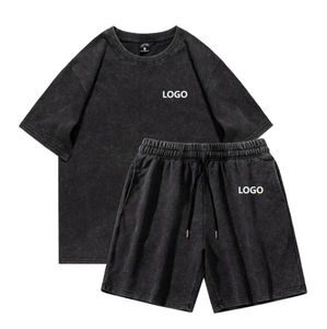 Vêtements pour hommes, t-shirts pour hommes en vente, 100% coton respirant, t-shirt à manches courtes et shorts, logo personnalisé, ensemble court pour hommes - Product Image 1