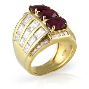 Joyería fina de lujo al por mayor clásico 18K oro amarillo diamante corte ovalado anillo de rubí Natural para mujer anillo de compromiso de boda - Product Image 2