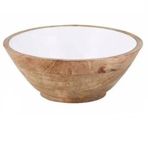 Bol en bois de manguier avec finition émaillée intérieure pour la décoration de table à la maison, à l'hôtel, au restaurant, bol à servir pour les aliments et les desserts - Product Image 2