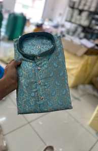 Kurta de diseñador de lino ligero para hombres, ropa étnica tradicional transpirable para bodas, fiestas, estampado Formal dibujado a mano - Product Image 2