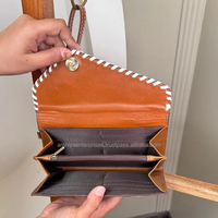 Tas bahu dan tempat kartu dompet wanita, Set Kombo 2 potong untuk wanita kulit sapi tote tangan kustom kapasitas besar pinggiran selempang
