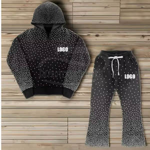 Chándales transpirables de diamantes de imitación de alta calidad con capucha de invierno Casual sólido peso ligero ropa de moda - Product Image 2