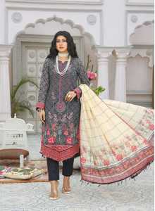 Vestido bordado de 3 piezas de diseñador pakistaní para adultos nueva moda verano césped algodón Shalwar Kameez decoración de encaje para mujeres - Product Image 4