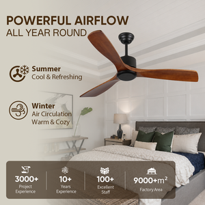 USA In Stock 36 Inch <b>Ceiling</b> <b>Fan</b> No Light Solid Wood Blades Quiet DC Motor with <b>Remote</b> for Bedroom Living Room - Product Image 2