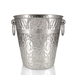 <b>Stainless</b> <b>Steel</b> Hammered Silver <b>Wine</b> Champagne Bottle Chilling Ice Bucket - Product Image 6