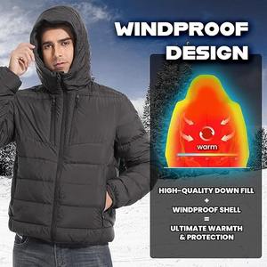 Chaqueta Acolchada Ligera para Hombre con Cuello Alto, Logotipo Frontal Personalizable, Plegable, con Capucha, Impermeable, Cortavientos y Transpirable para Invierno - Product Image 4