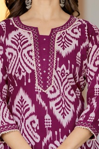 Women Purple Digital Print Cotton Salwar Kameez Set With Matching Dupatta Traditional Casual Wear <b>Ankle</b>-Length Regular Fit - Product Image 5