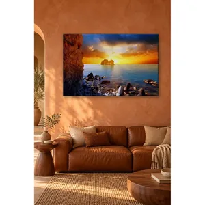 Impression sur toile Fida : Coucher de soleil au-dessus de la mer depuis un rivage rocheux - Product Image 3