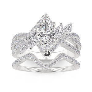 Jeulia Marquise Cut <b>Bridal</b> <b>Jewelry</b> <b>Set</b> Twist Design 2PCS Sterling Silver Wedding Ring - Product Image 4