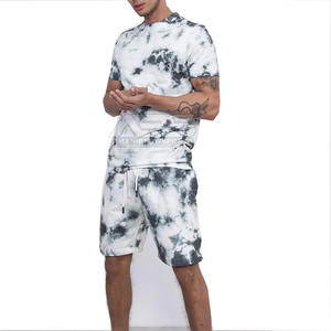Ropa deportiva informal de verano para hombre, Conjunto de camiseta y pantalones cortos, conjuntos de ropa deportiva de manga corta con patrón sólido al por mayor - Product Image 1