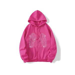 Sweat-shirts à capuche pour hommes, couleur unie, logo frontal de haute qualité, strass, coton/polyester, séchage rapide et respirant, pour l'hiver - Product Image 1