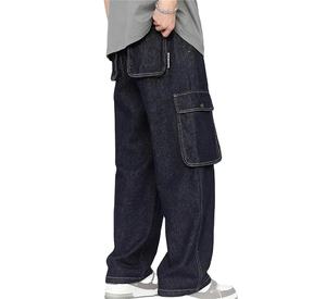 Jeans de mezclilla cargo para hombre con logo personalizado, estilo holgado, corte recto, talla grande, venta al por mayor, invierno, otoño, verano - Product Image 5