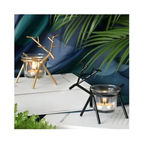 Candelabros votivos de Metal rústico antiguo hechos a mano con diseño elegante para una decoración acogedora del hogar con ambiente navideño - Product Image 4