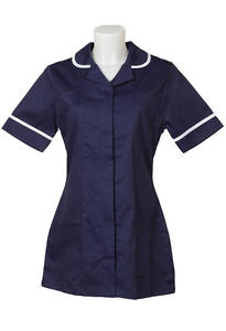 Uniformes de Enfermera Clásicos de Alta Calidad para Mujer, Conjuntos de Uniformes Médicos de Mezclilla con Mangas Cortas, Túnica de Trabajo de Mezcla de Algodón - Product Image 6