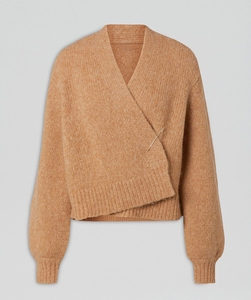 Cárdigan Corto de Punto Personalizado para Mujer, con Hombros Caídos, Cuello en V Profundo, Suéter de Mohair, Cárdigan de Punto con Mezcla de Alpaca - Product Image 1