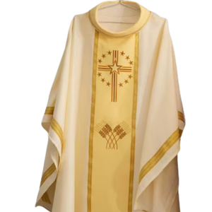 ชุดบาทหลวงสีเหลืองด้าน ผ้าโพลีเอสเตอร์ ปักลายทอง พร้อมผ้าคลุมไหล่ สวมใส่สบาย นุ่ม ทุกฤดู - Product Image 5