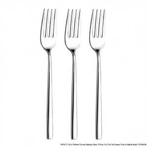 Juego de 3 Tenedores para Fruta INFINITO de 15 cm, Acero Inoxidable Cromado Pulido, Utensilios para Postre, Modelo Abbott FV7PN0338 - Product Image 2