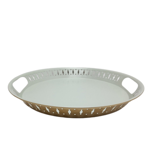 Plateau de service rond en fer couleur or plateau fini plats et plateaux pour fruits secs en vrac - Product Image 2