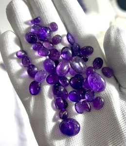 Haute qualité petit ovale naturel améthyste Cabochon haut de gamme poli pierre précieuse en vrac en gros Lot cadeau parfait - Product Image 2