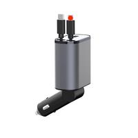 Chargeur de voiture rétractable 120W, chargeur de téléphone de voiture super rapide 4 en 1, adaptateur de chargeur de voiture avec port USB et affichage LED