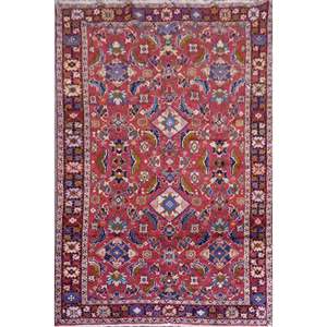 Alfombra Persa Wiss Tabriz Semi-Antigua Anudada a Mano, Color Rojo, 9'9 X 6'6, Panr02936 (Rojo: 10503) - Product Image 1