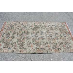 Tapis turc vintage beige vert 3,1x6,3 pieds - Product Image 3