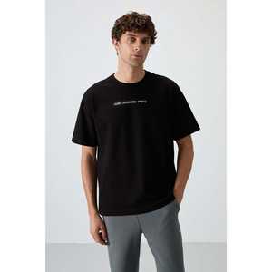 T-shirt imprimé pour homme, coupe ample, noir, jersey de coton, texture épaisse, 100% coton, 88365 - Product Image 5