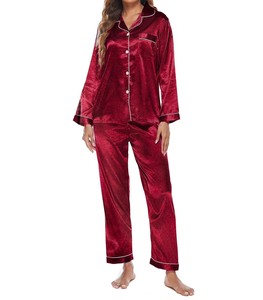 Pijamas para mujer de manga larga estilo casual diseño personalizado Conjunto de pijama a juego conjunto de salón para mujer ropa de dormir ligera para mujer - Product Image 3