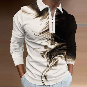 Camisa Polo Moderna con Estampado 3D Personalizada de Fábrica para Hombre, Polo de Golf Informal de Invierno y Otoño, Polo de Manga Larga de Poliéster con Cremallera - Product Image 5